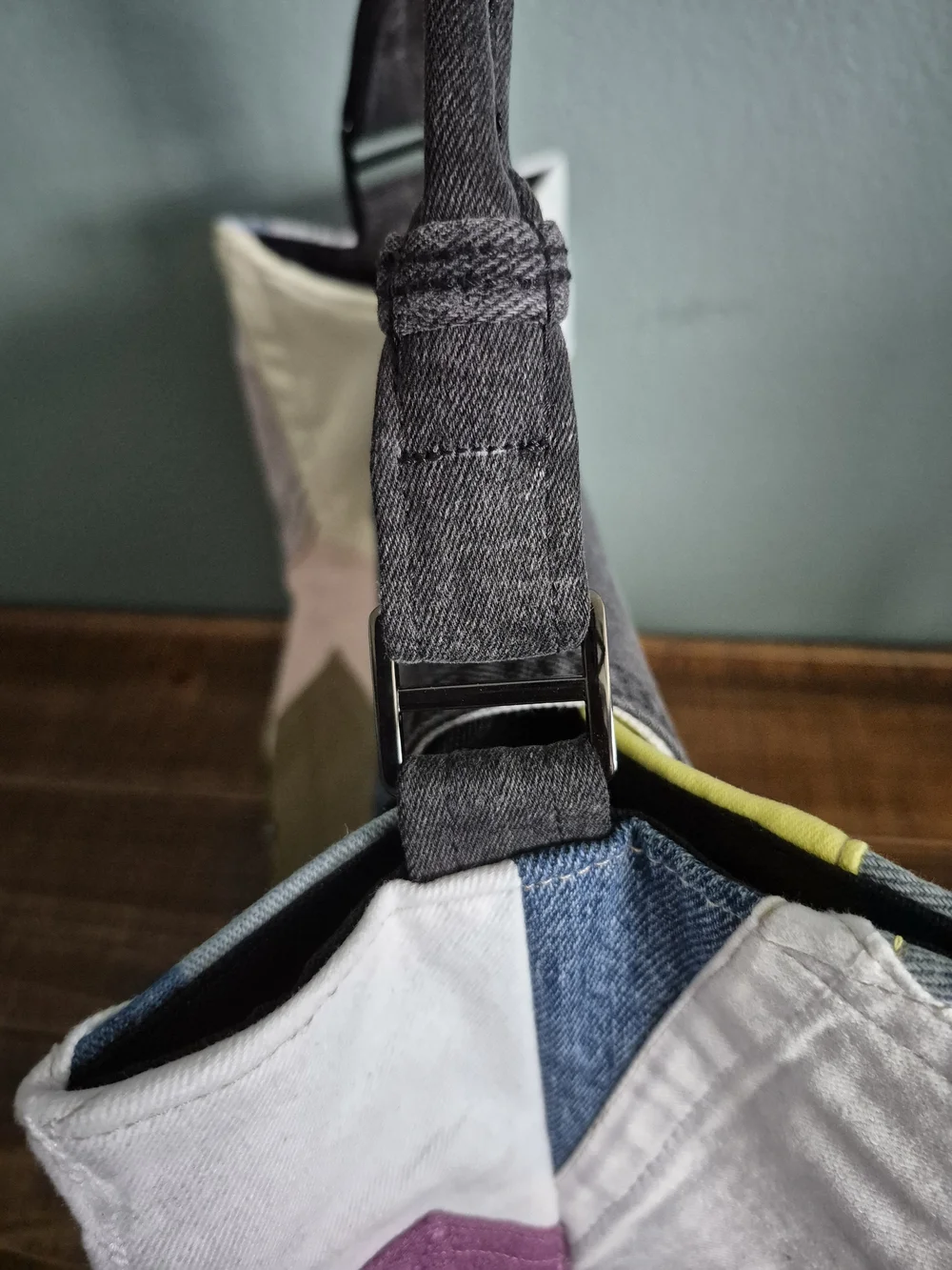 Multicolor Denim Patchwork Satchel/Tote Bag